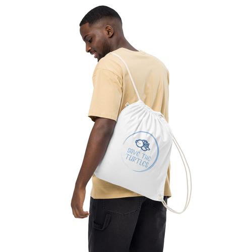 Save the Turtles Sustainable Organic Cotton Drawstring Bag